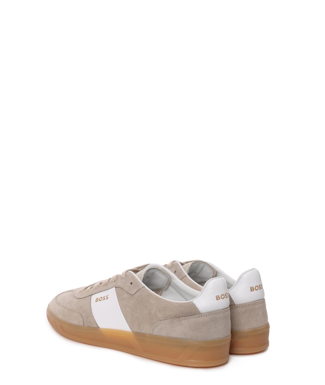 HUGO BOSS Бежевые замшевые низкие кроссовки / кеды, фото 3
