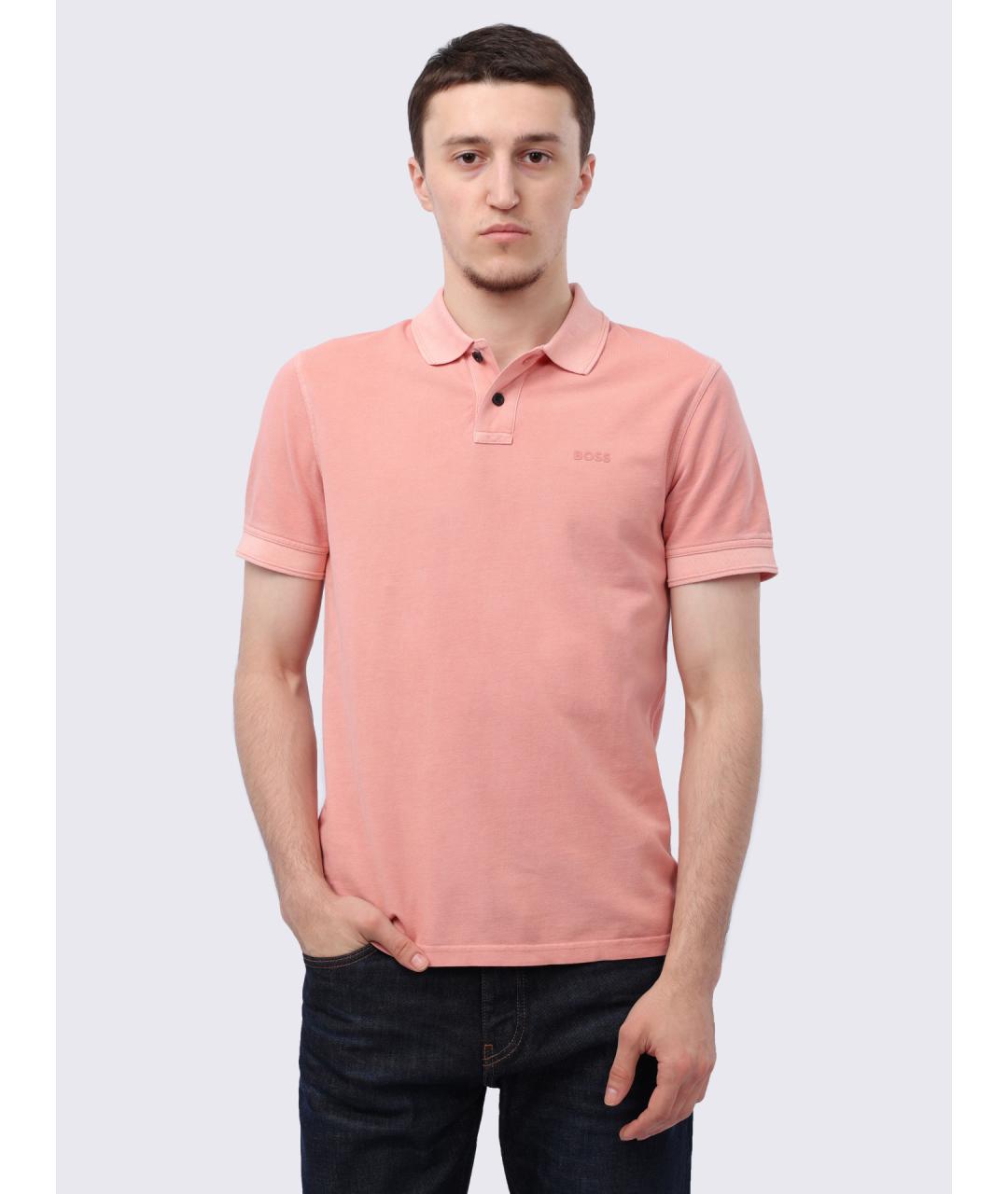 HUGO BOSS Розовое хлопковое поло с коротким рукавом, фото 4