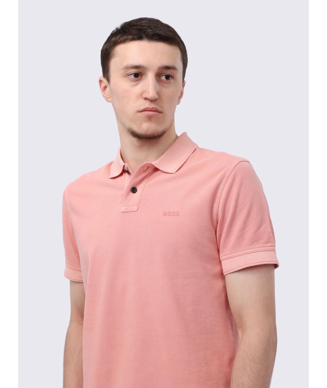 HUGO BOSS Розовое хлопковое поло с коротким рукавом, фото 2