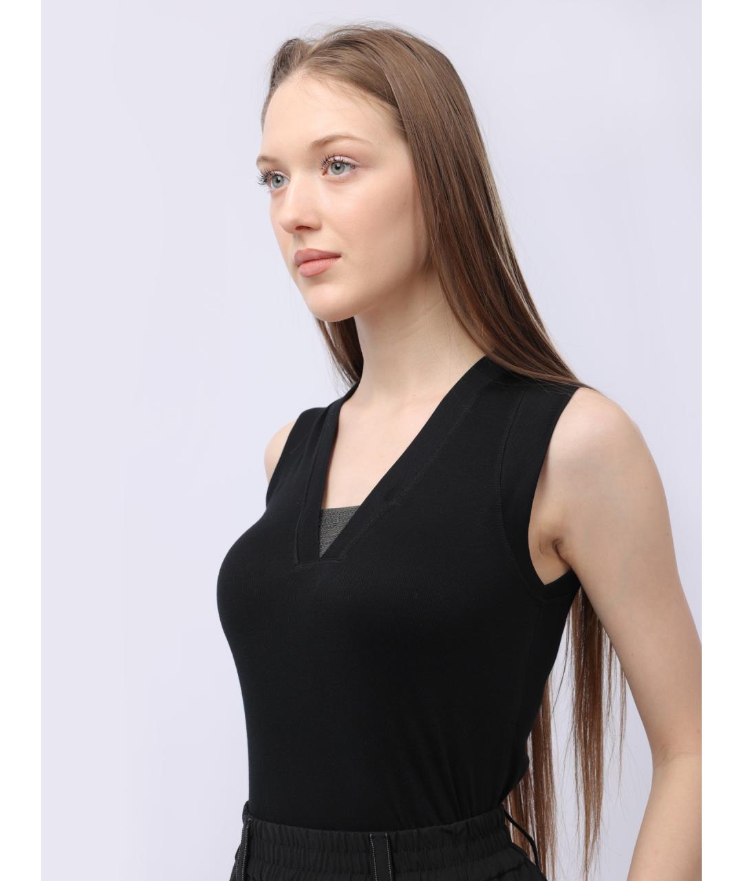 BRUNELLO CUCINELLI Черная хлопковая майка, фото 5