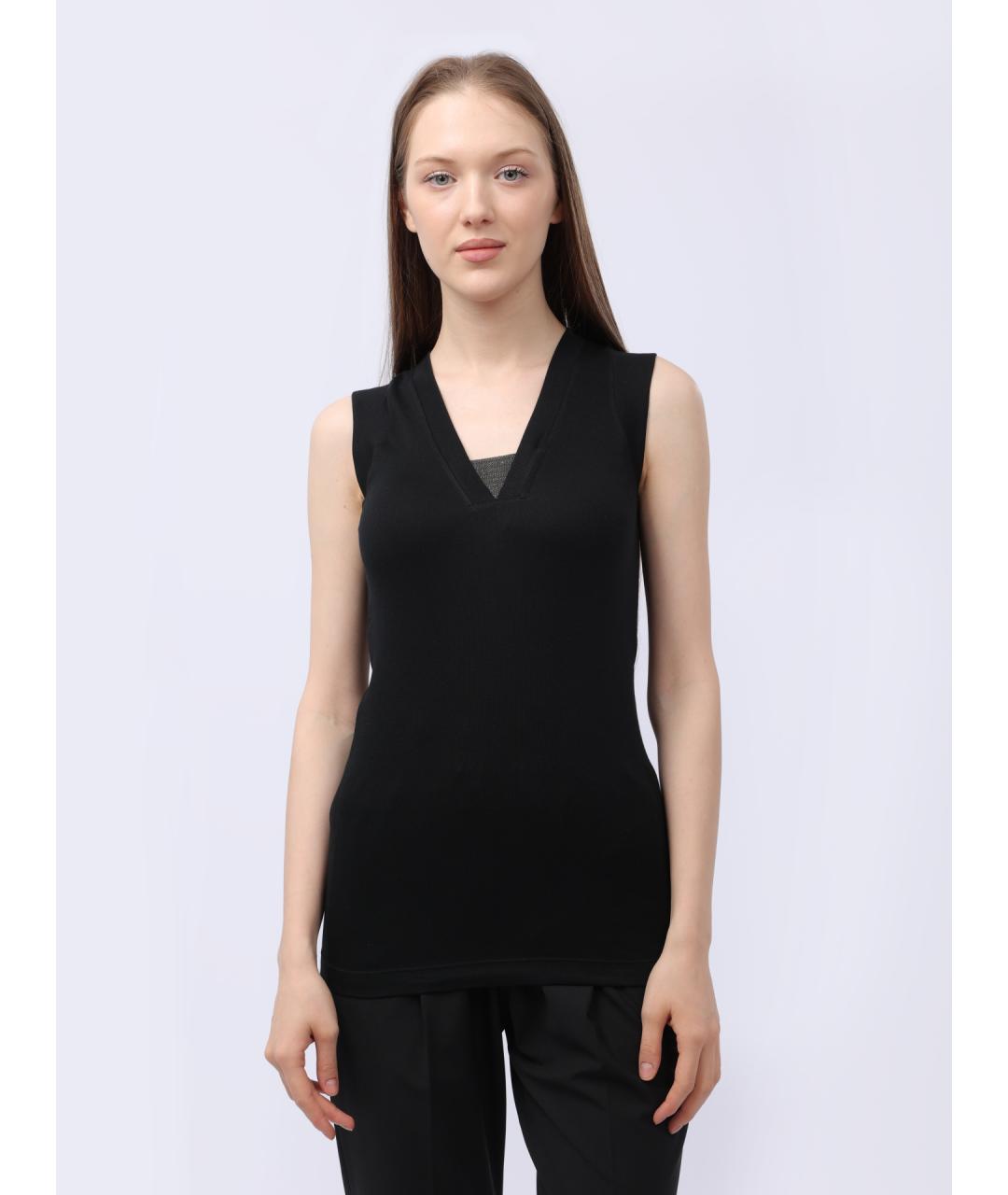 BRUNELLO CUCINELLI Черная хлопковая майка, фото 8