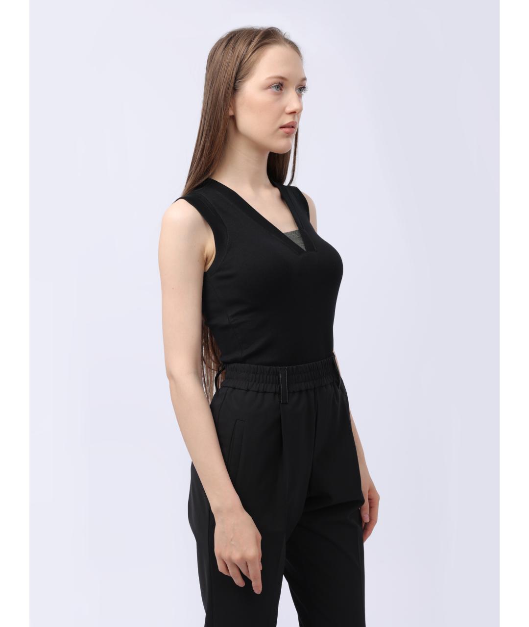 BRUNELLO CUCINELLI Черная хлопковая майка, фото 6