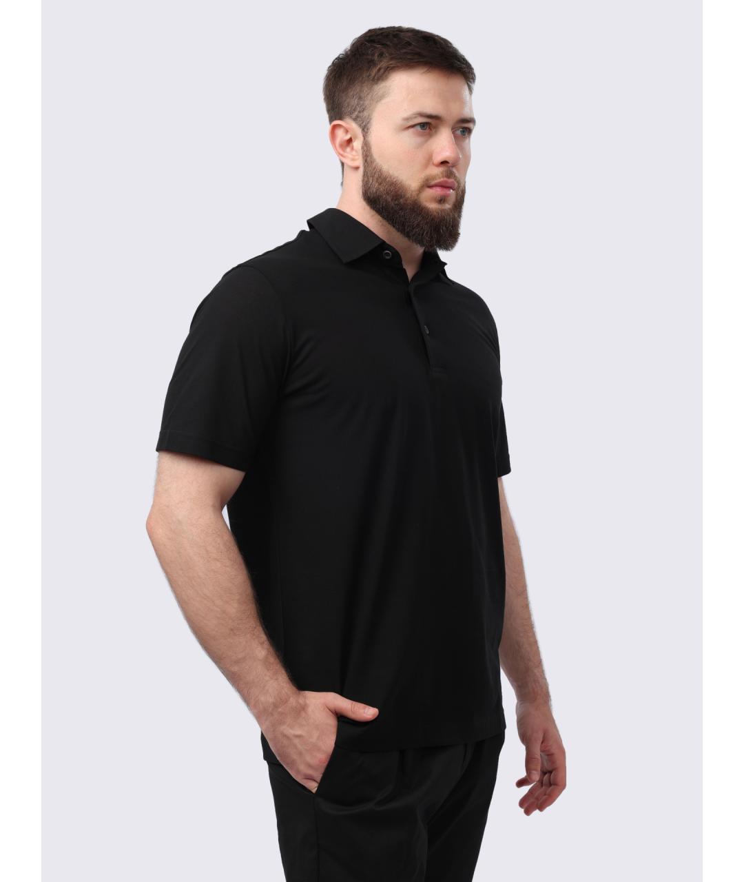 HERNO Черное хлопковое поло с коротким рукавом, фото 3