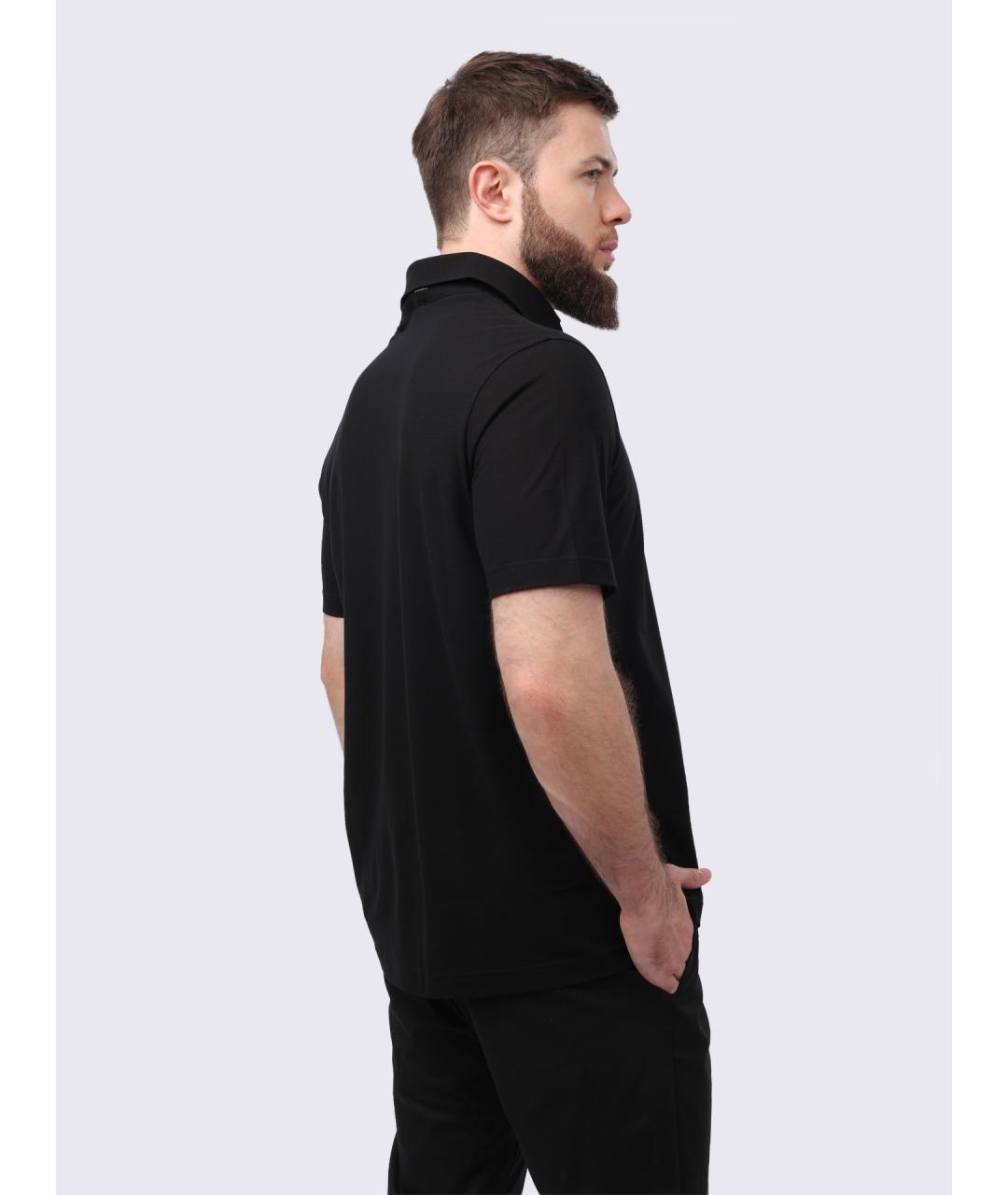 HERNO Черное хлопковое поло с коротким рукавом, фото 6
