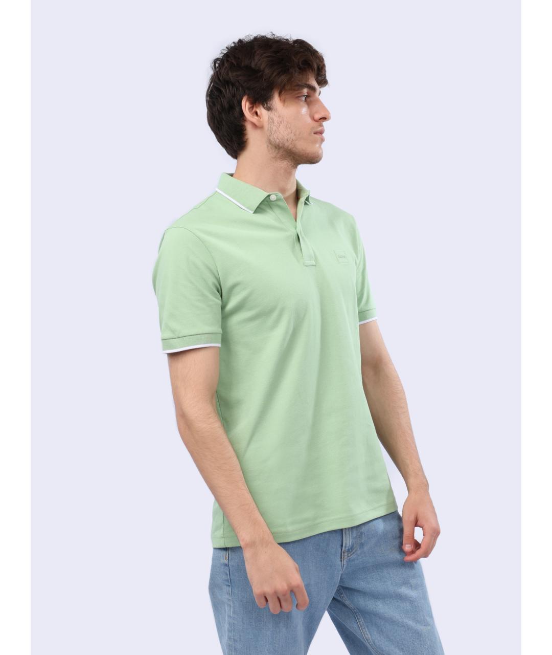 HUGO BOSS Зеленые хлопковое поло с коротким рукавом, фото 3