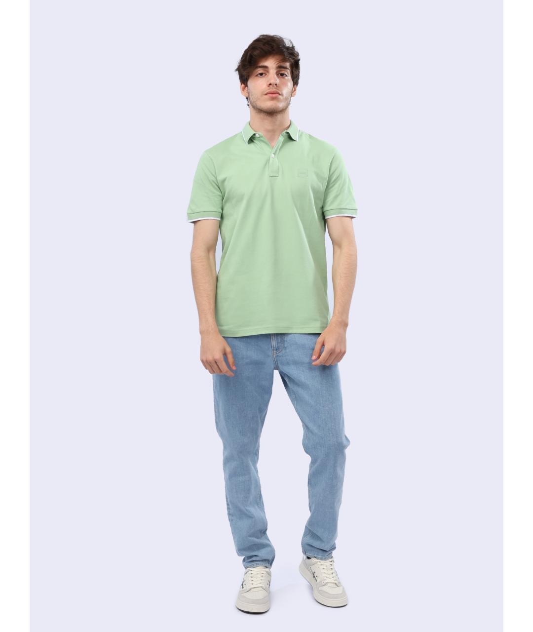 HUGO BOSS Зеленые хлопковое поло с коротким рукавом, фото 5