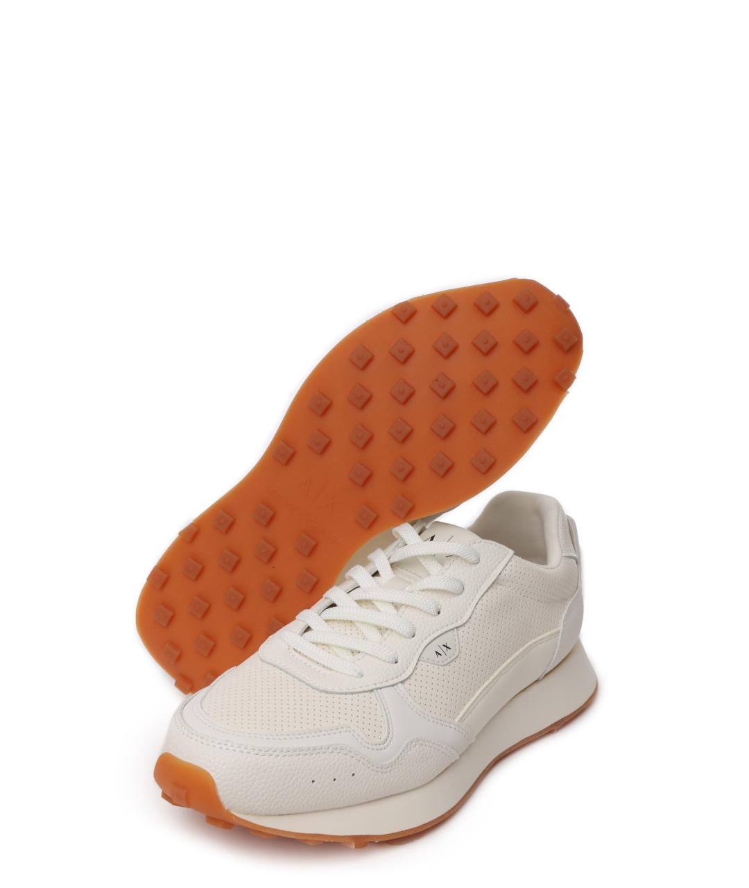 ARMANI EXCHANGE Белые кожаные низкие кроссовки / кеды, фото 4