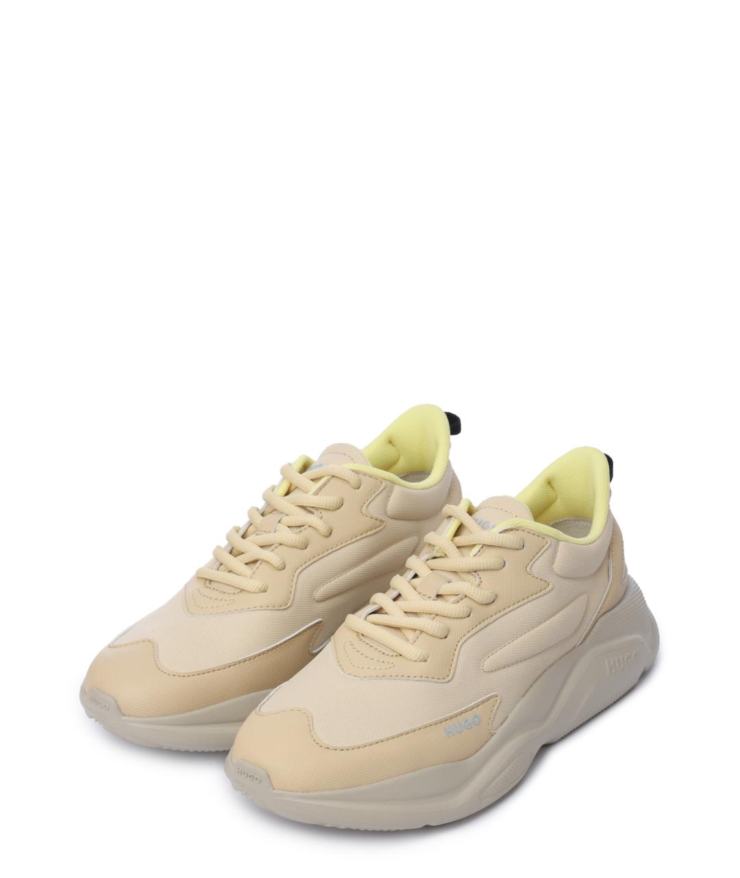 HUGO Бежевые текстильные кроссовки, фото 2