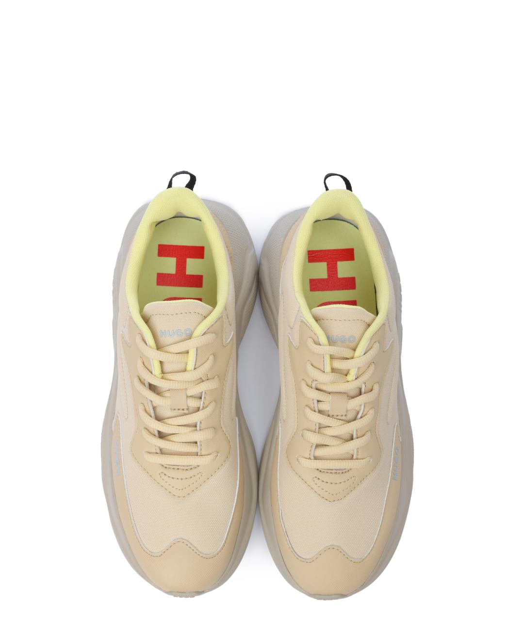 HUGO Бежевые текстильные кроссовки, фото 5