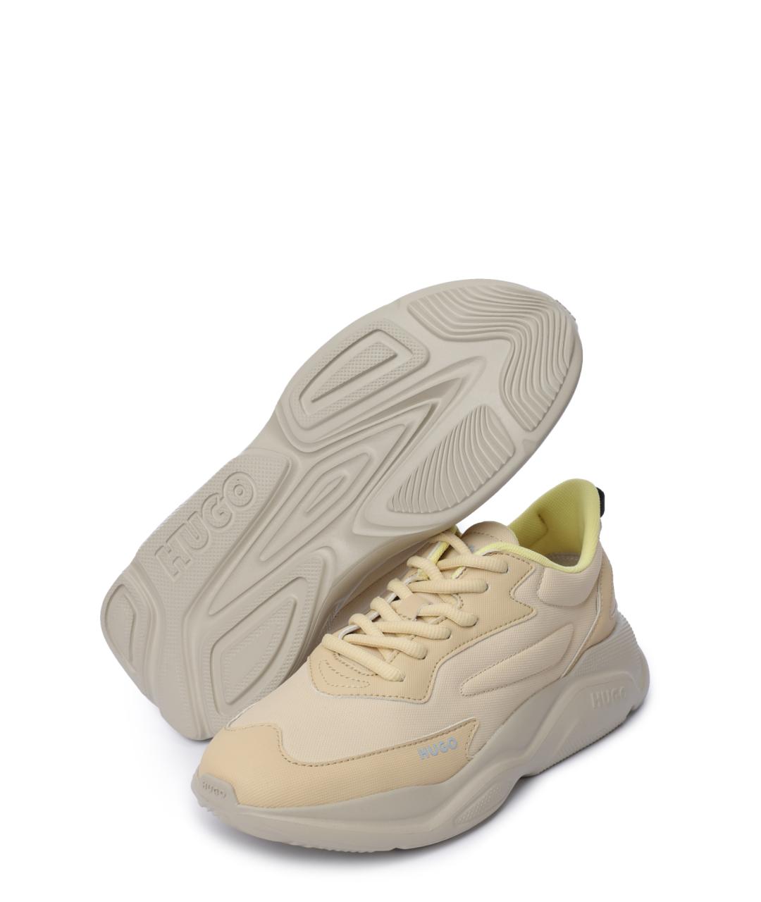 HUGO Бежевые текстильные кроссовки, фото 4