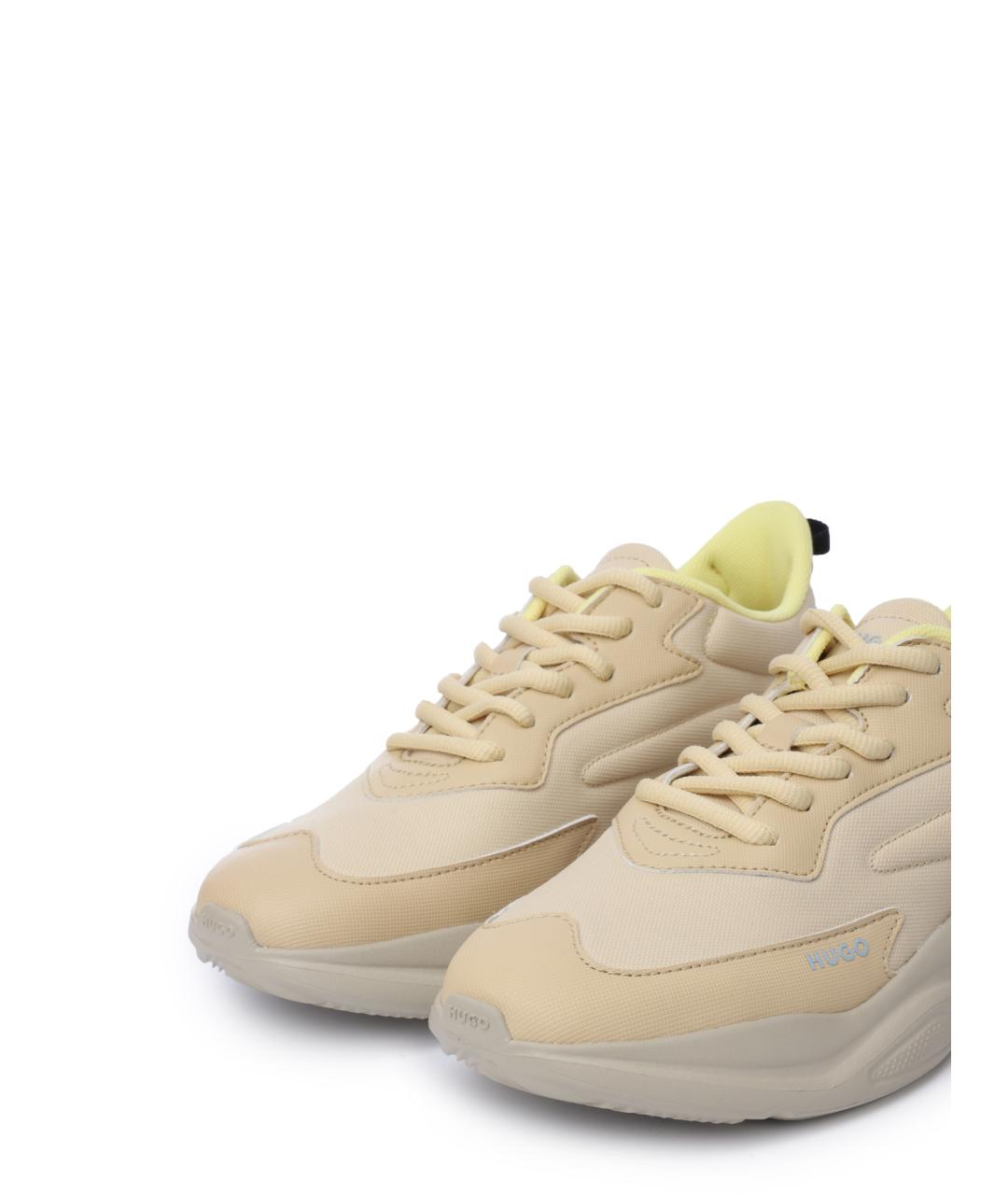 HUGO Бежевые текстильные кроссовки, фото 6