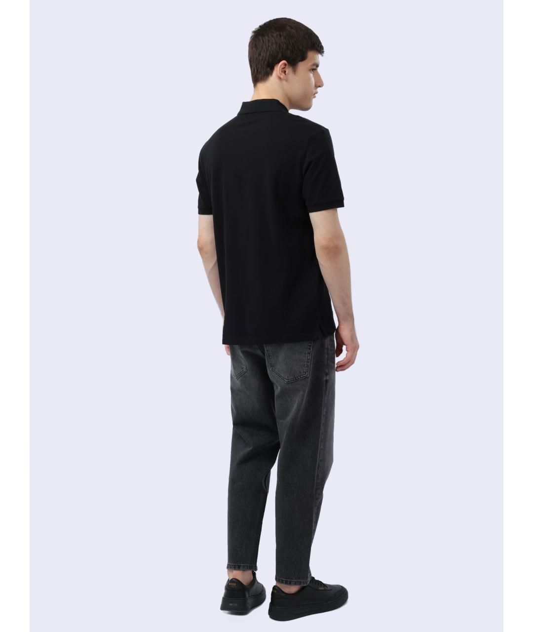 HUGO Черное хлопковое поло с коротким рукавом, фото 6