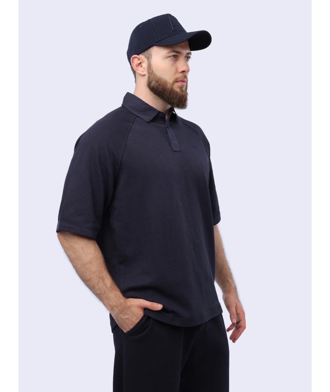 ARMANI EXCHANGE Синее хлопковое поло с коротким рукавом, фото 4