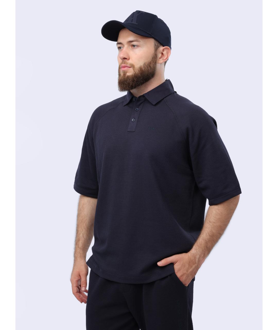 ARMANI EXCHANGE Синее хлопковое поло с коротким рукавом, фото 7