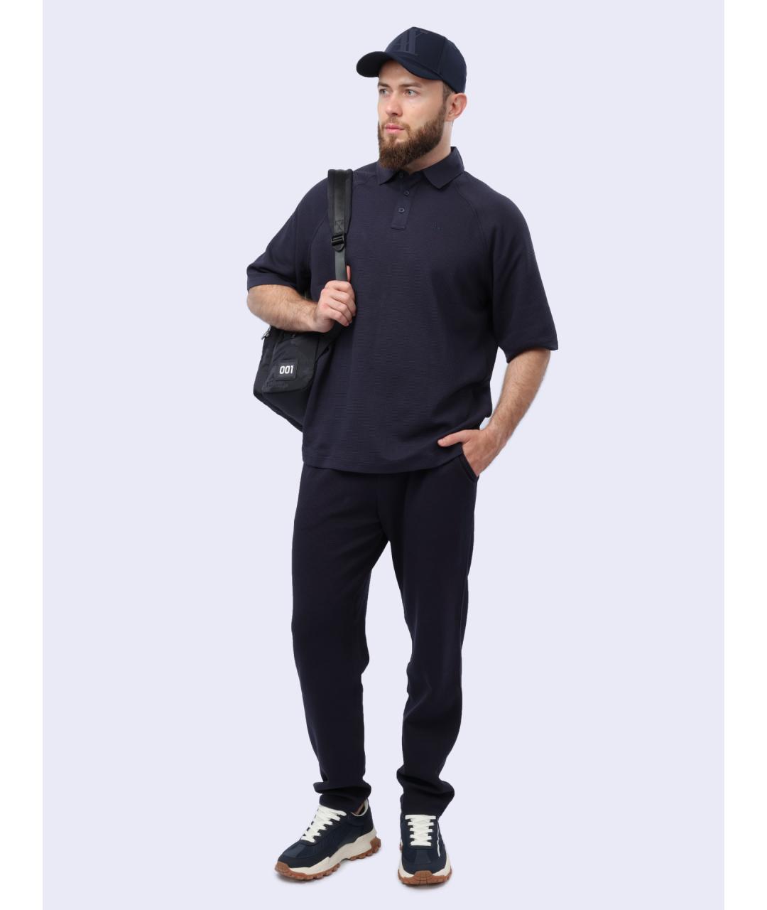 ARMANI EXCHANGE Синее хлопковое поло с коротким рукавом, фото 2