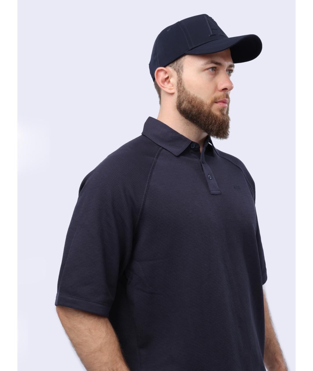 ARMANI EXCHANGE Синее хлопковое поло с коротким рукавом, фото 5