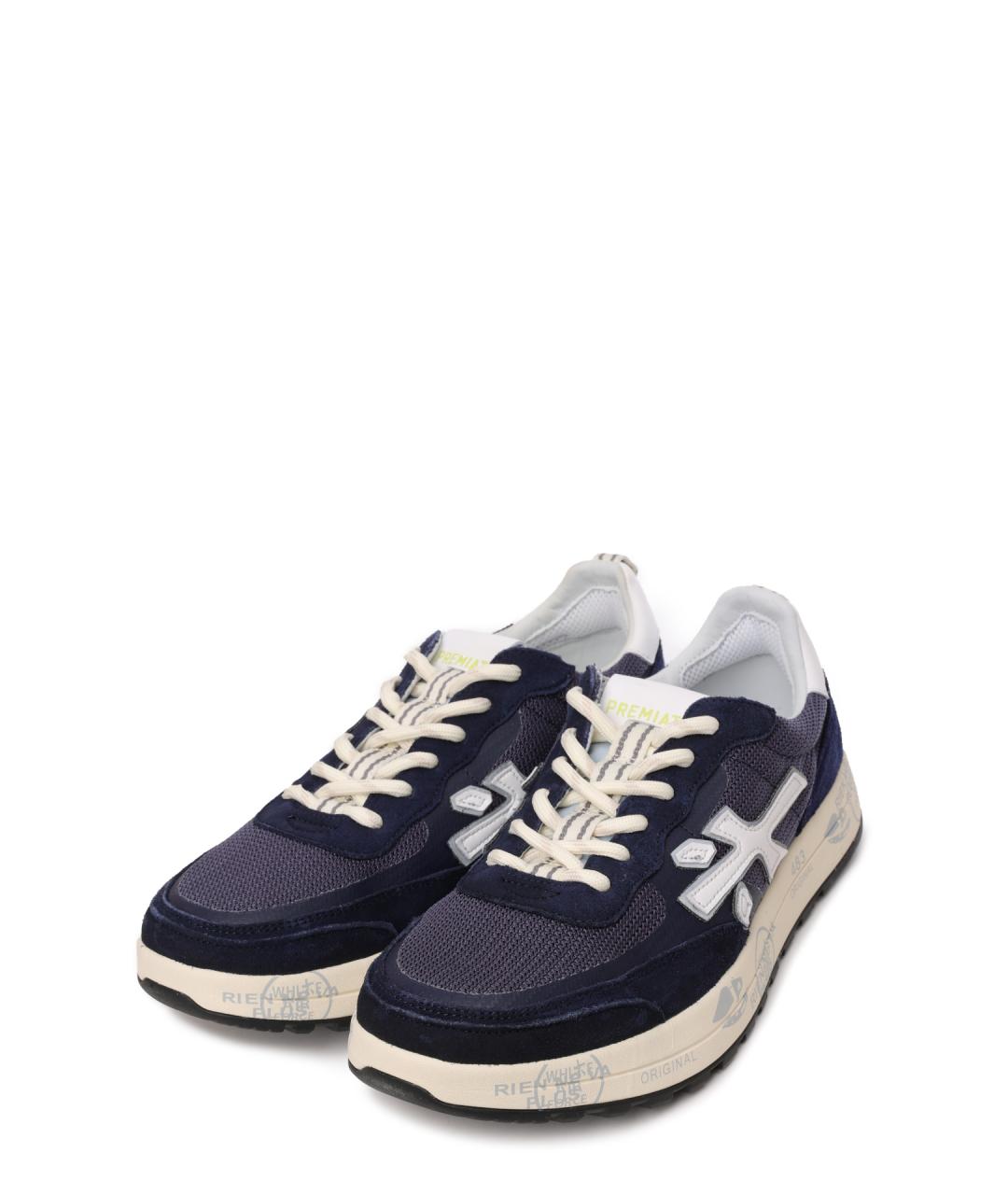 PREMIATA Синие замшевые низкие кроссовки / кеды, фото 2