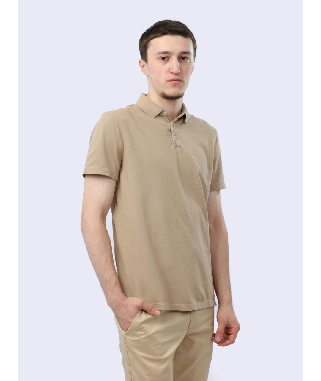 ARMANI EXCHANGE Бежевое хлопковое поло с коротким рукавом, фото 3