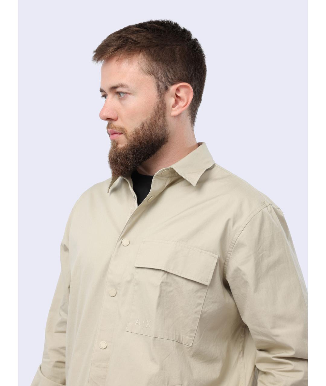 ARMANI EXCHANGE Бежевая кэжуал рубашка, фото 4