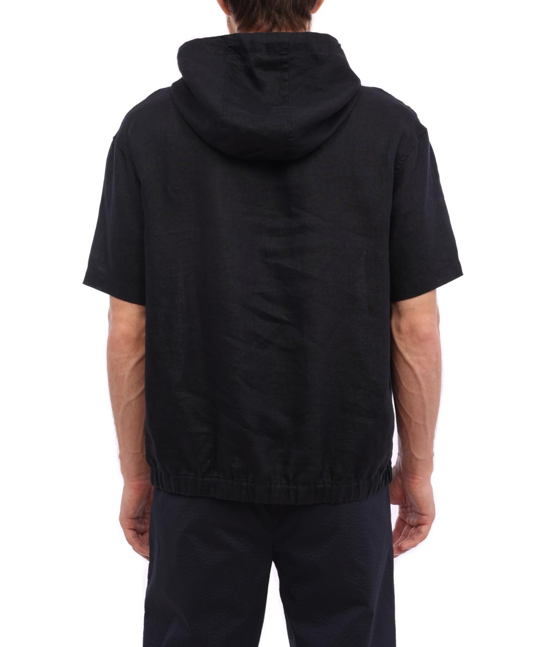 EMPORIO ARMANI Темно-синяя льняная кэжуал рубашка, фото 5