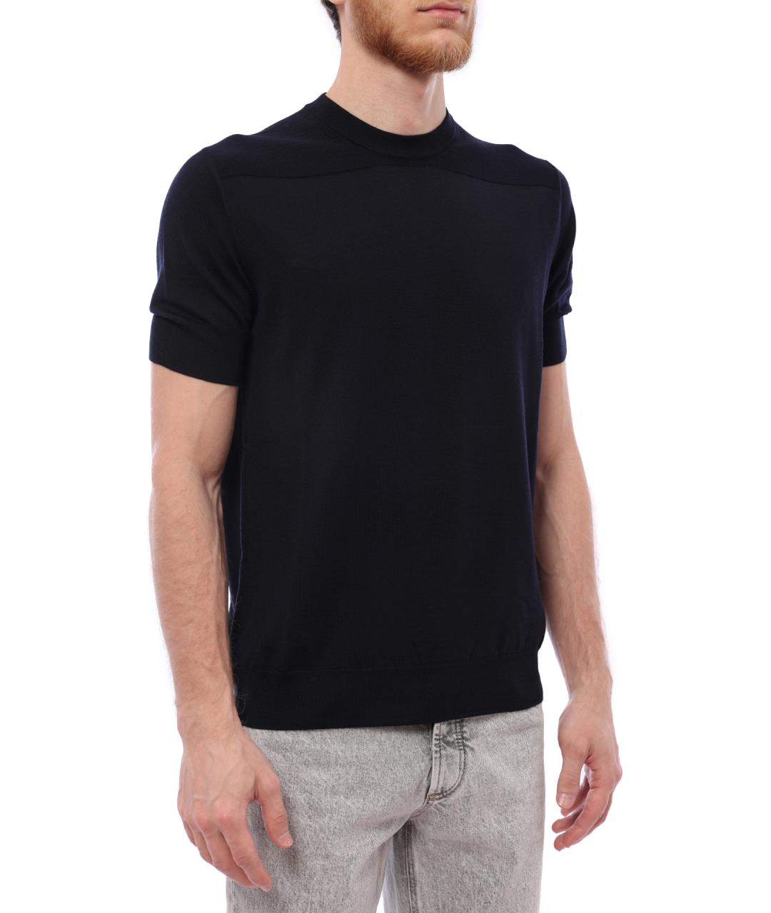 JIL SANDER Синяя хлопко-шерстяная футболка, фото 5