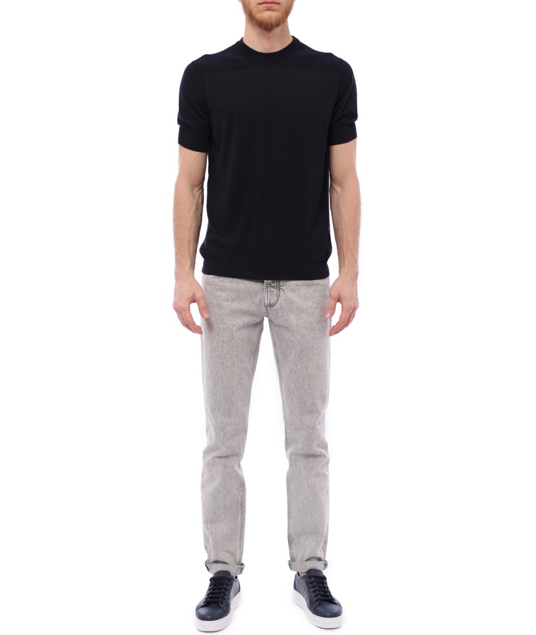 JIL SANDER Синяя хлопко-шерстяная футболка, фото 2