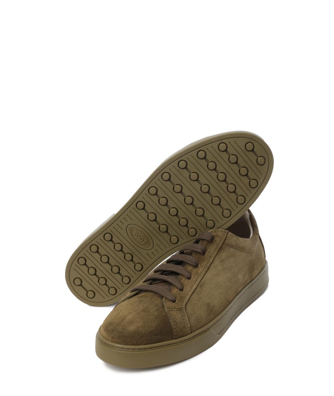 TOD'S Зеленые замшевые низкие кроссовки / кеды, фото 4