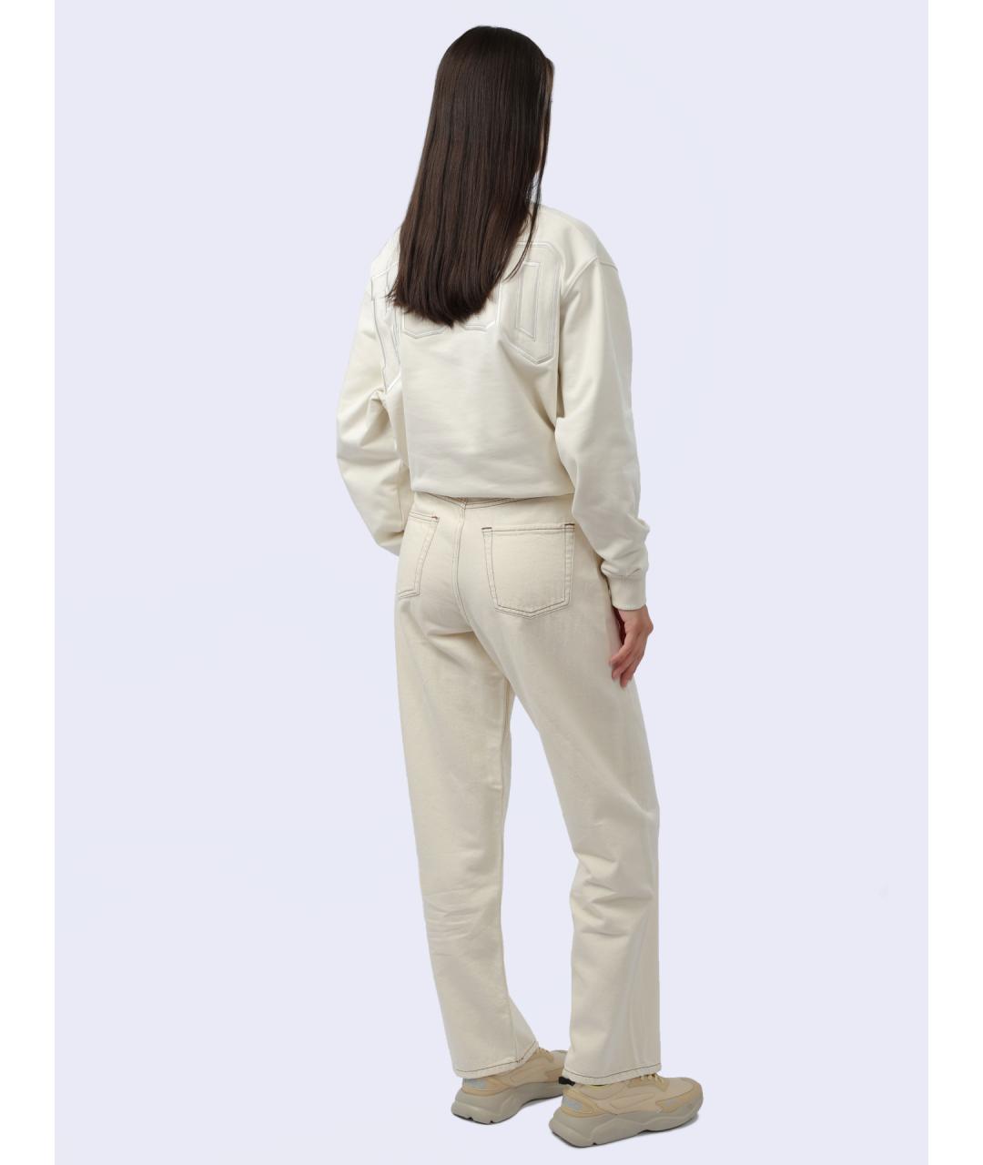 HUGO Белые хлопковые прямые джинсы, фото 6