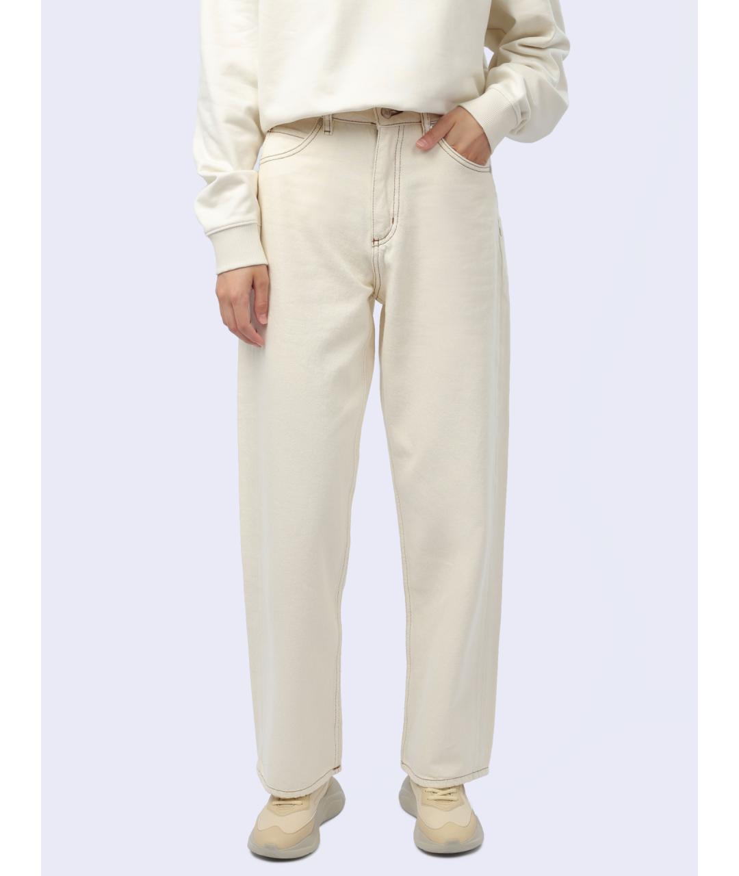 HUGO Белые хлопковые прямые джинсы, фото 7