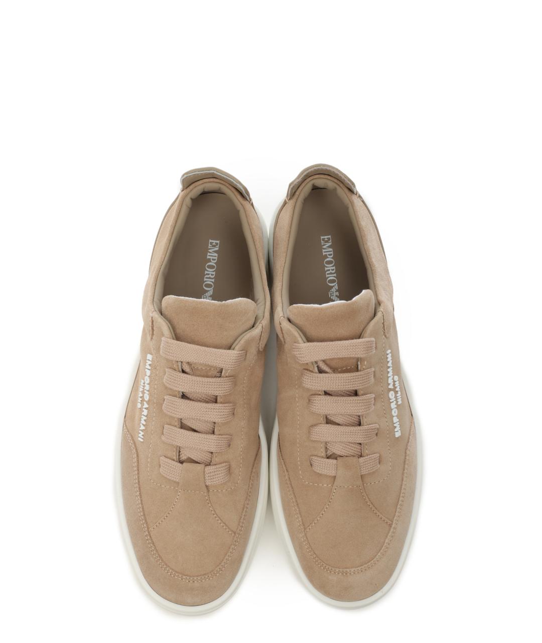 EMPORIO ARMANI Бежевые замшевые кеды, фото 5