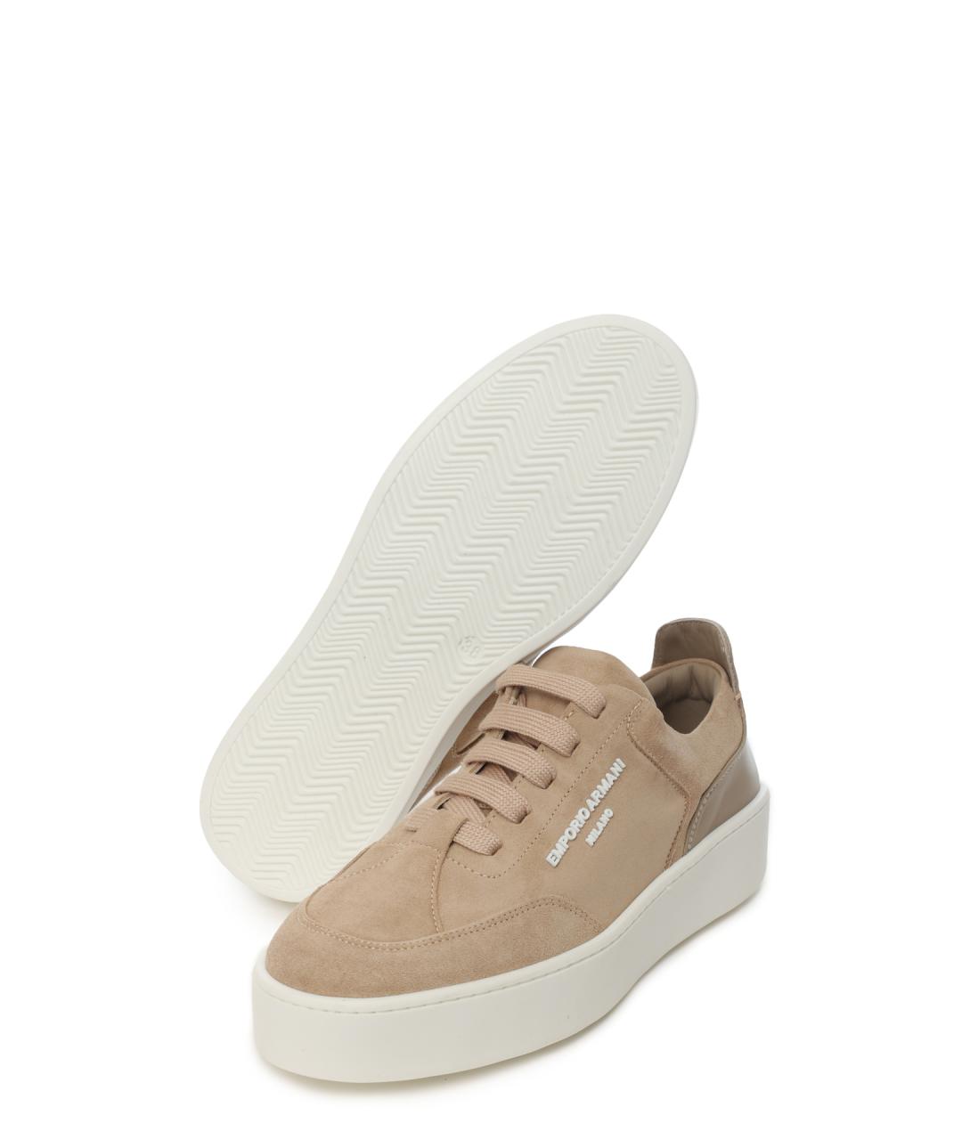 EMPORIO ARMANI Бежевые замшевые кеды, фото 4