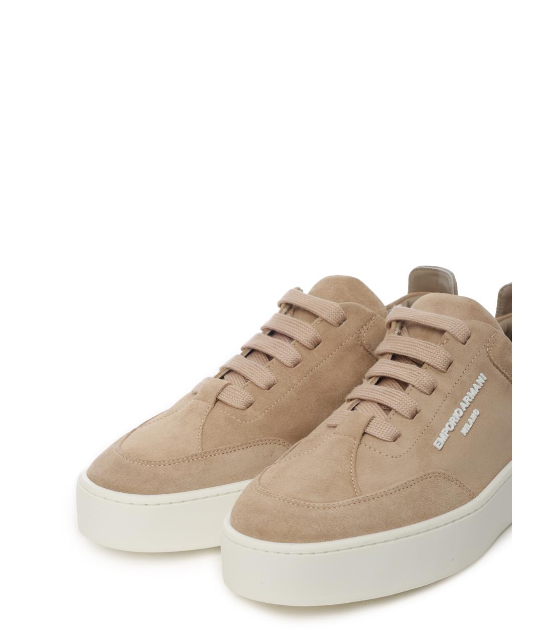 EMPORIO ARMANI Бежевые замшевые кеды, фото 6