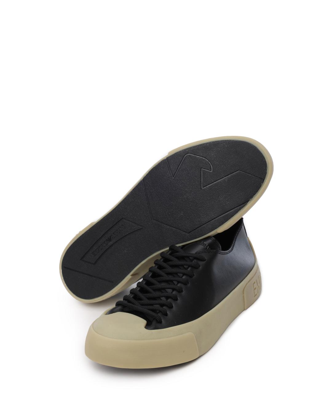 EMPORIO ARMANI Черные кожаные кеды, фото 4