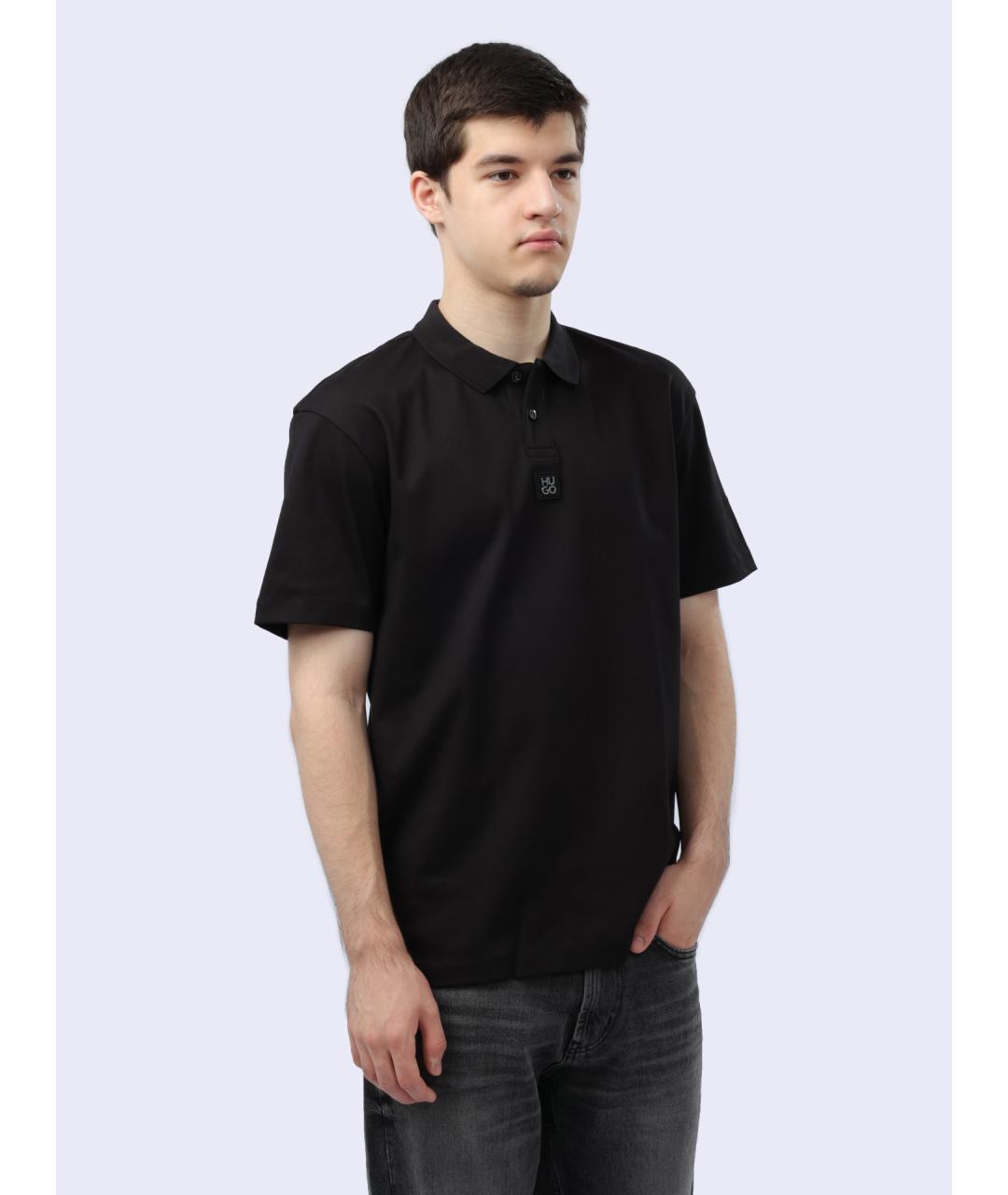 HUGO Черное поло с коротким рукавом, фото 6