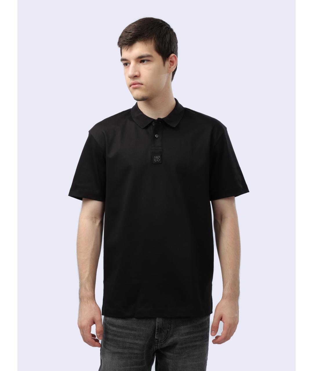 HUGO Черное поло с коротким рукавом, фото 3