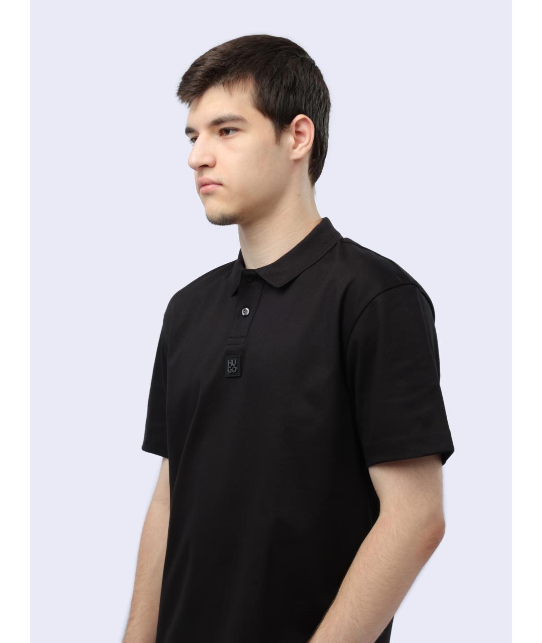 HUGO Черное поло с коротким рукавом, фото 5