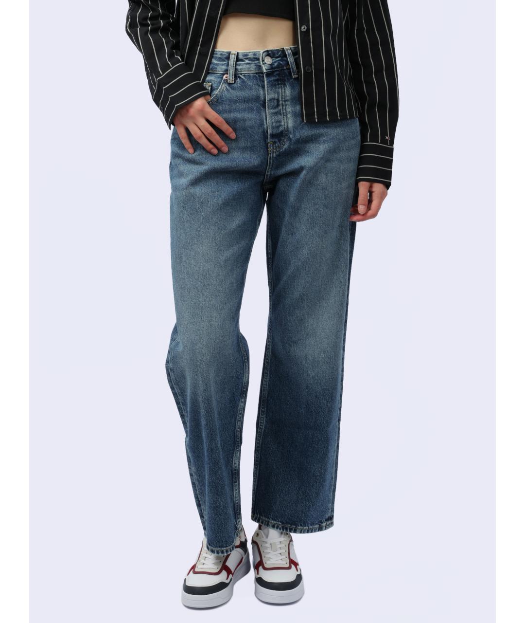 TOMMY HILFIGER Голубые хлопковые прямые джинсы, фото 8
