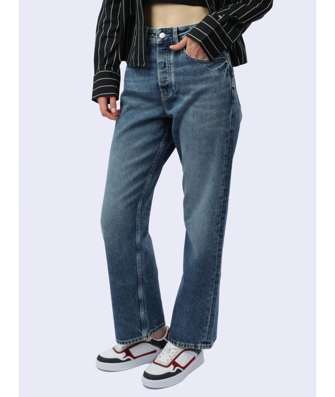 TOMMY HILFIGER Голубые хлопковые прямые джинсы, фото 3
