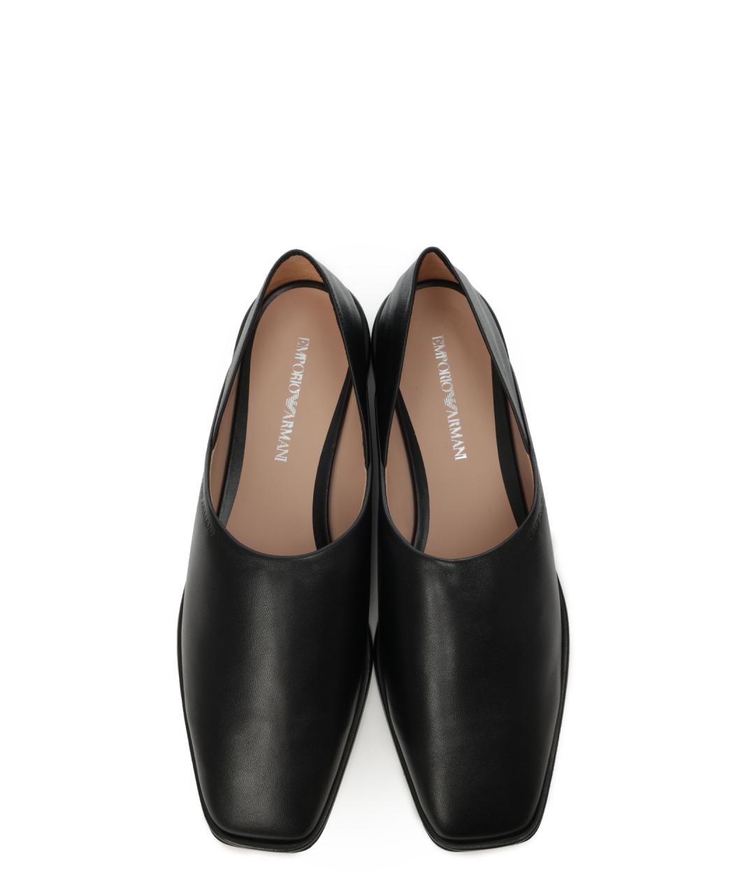 EMPORIO ARMANI Черные кожаные балетки, фото 4