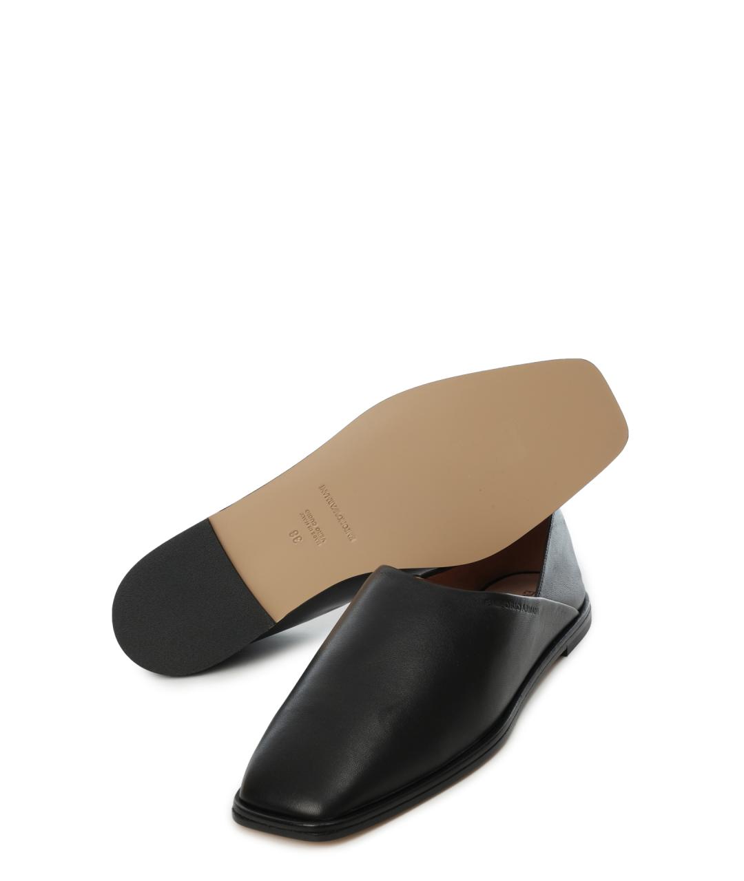 EMPORIO ARMANI Черные кожаные балетки, фото 5