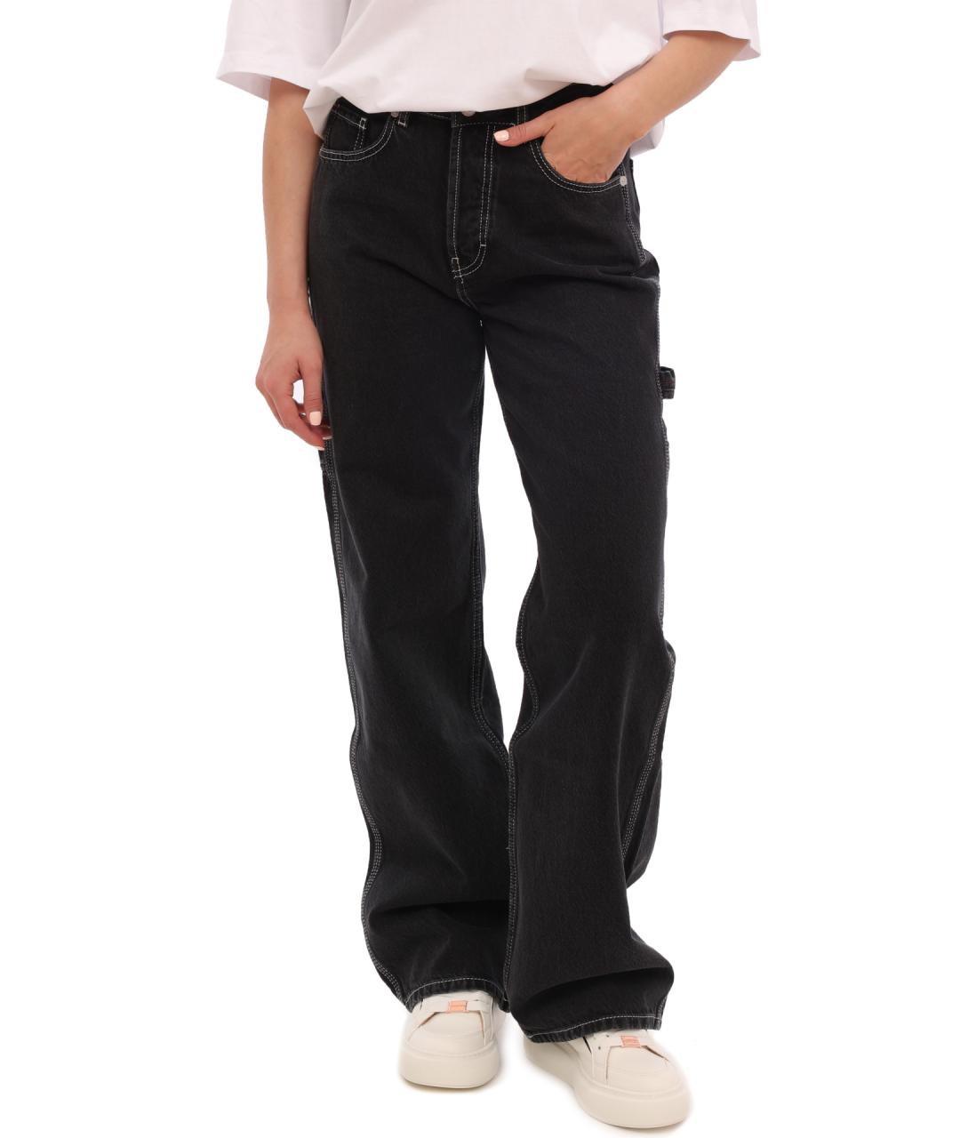 HUGO Черные хлопковые прямые джинсы, фото 2