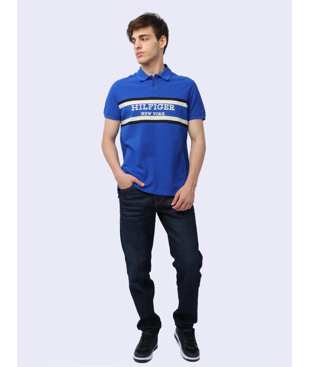 TOMMY HILFIGER Синее поло с коротким рукавом, фото 2