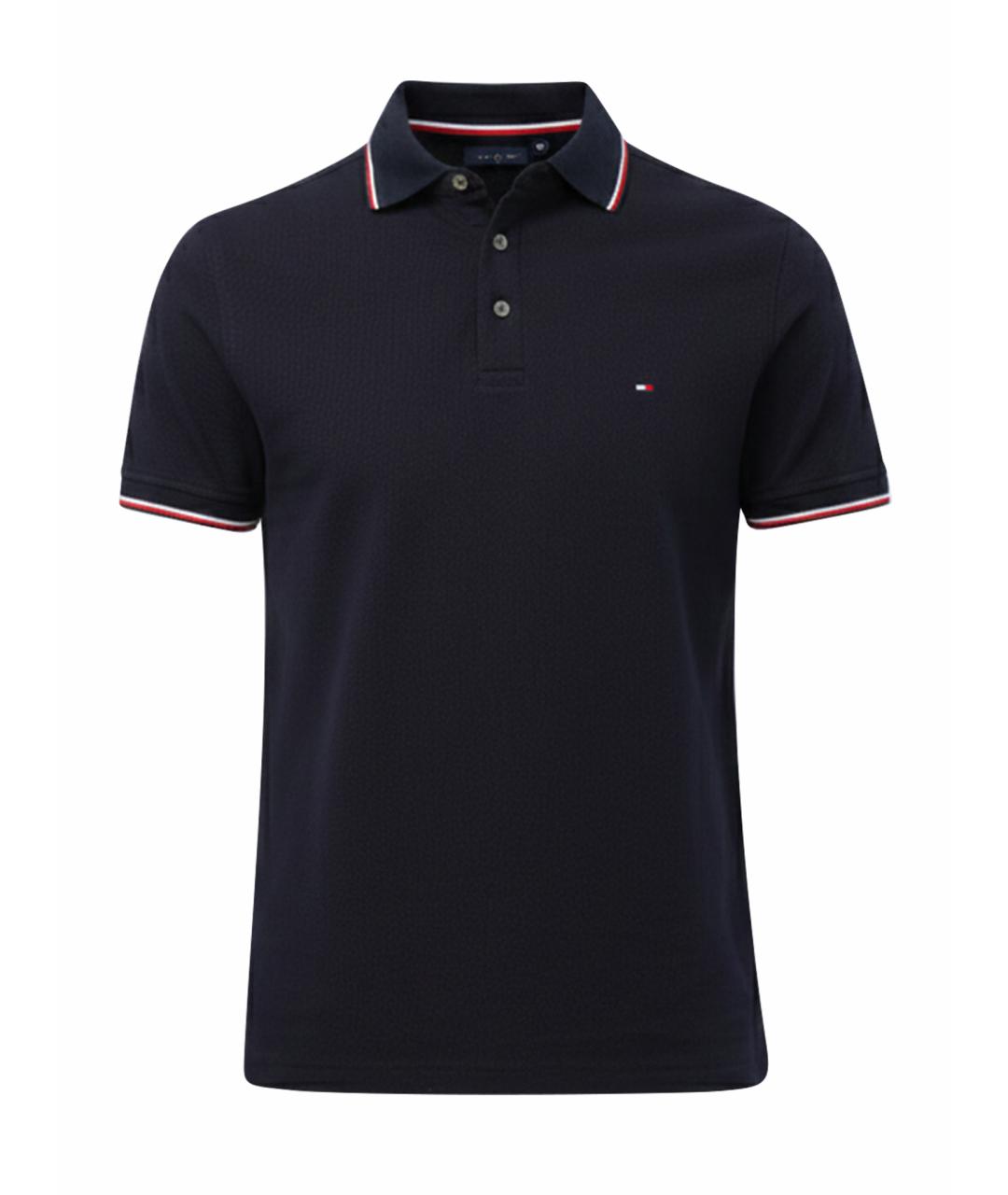 TOMMY HILFIGER Синее хлопковое поло с коротким рукавом, фото 1