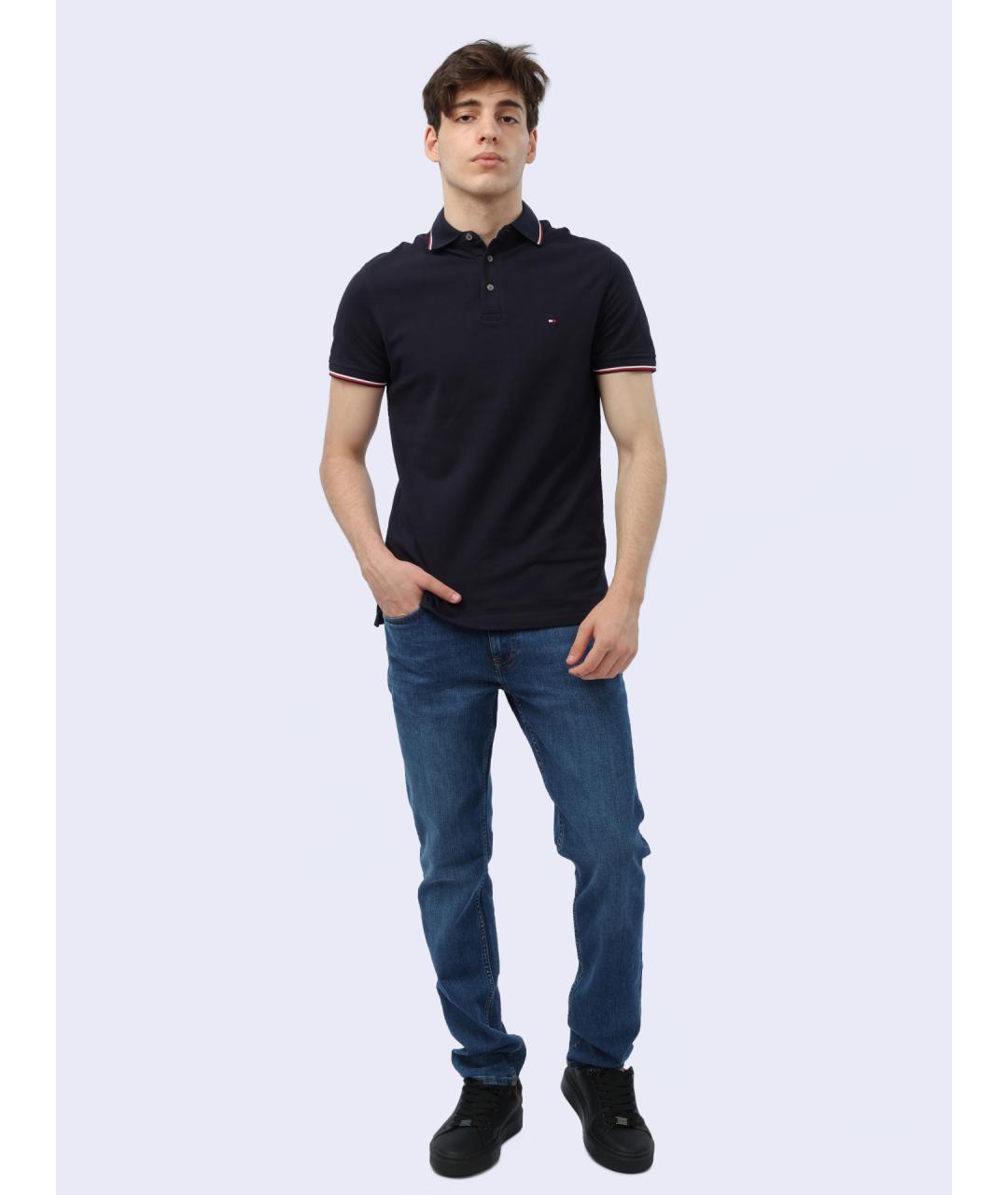 TOMMY HILFIGER Синее хлопковое поло с коротким рукавом, фото 2