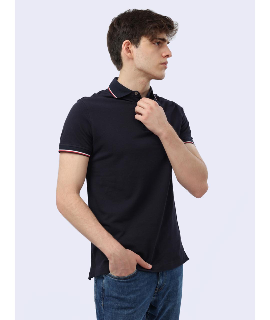 TOMMY HILFIGER Синее хлопковое поло с коротким рукавом, фото 5