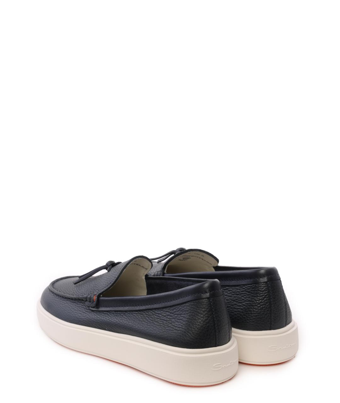 SANTONI Черные кожаные слипоны, фото 3