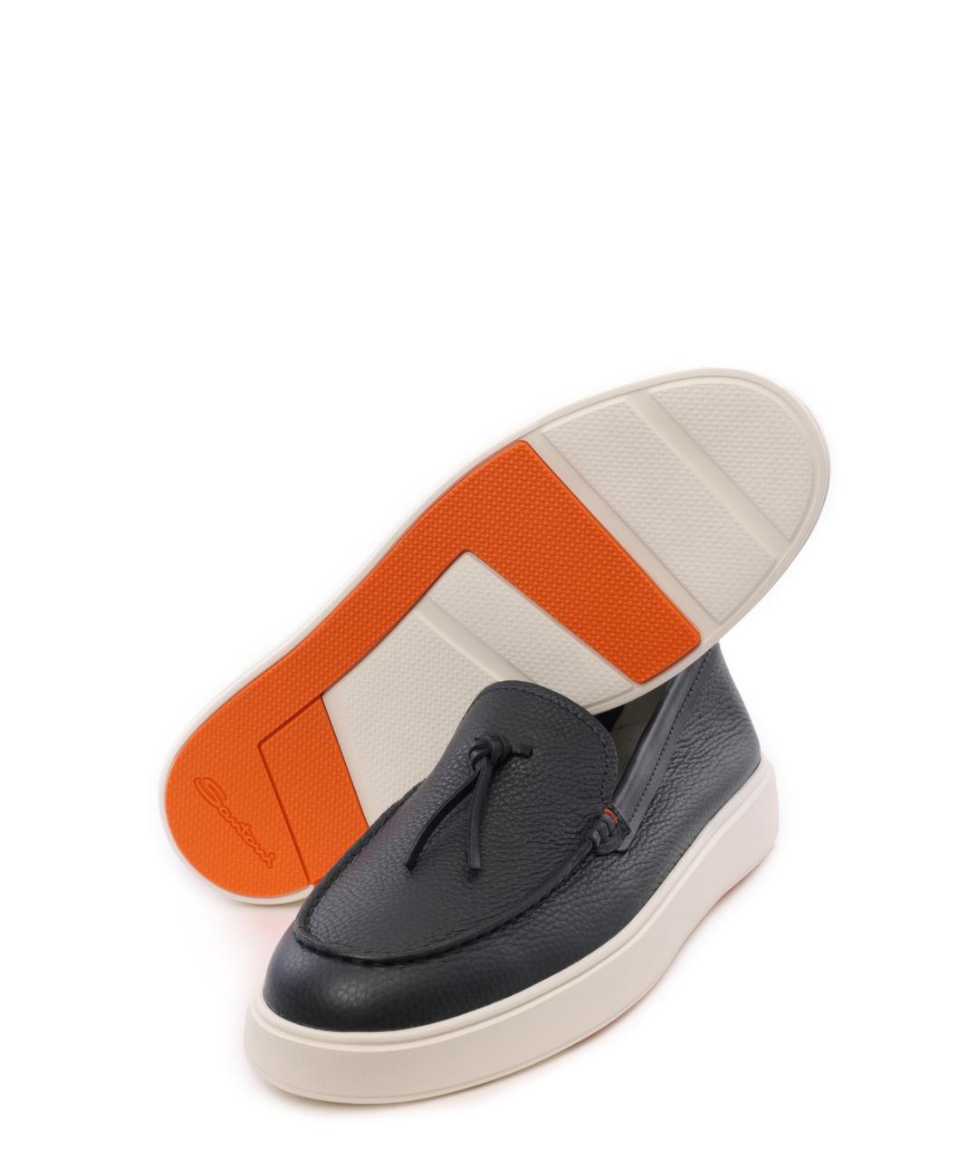 SANTONI Черные кожаные слипоны, фото 5