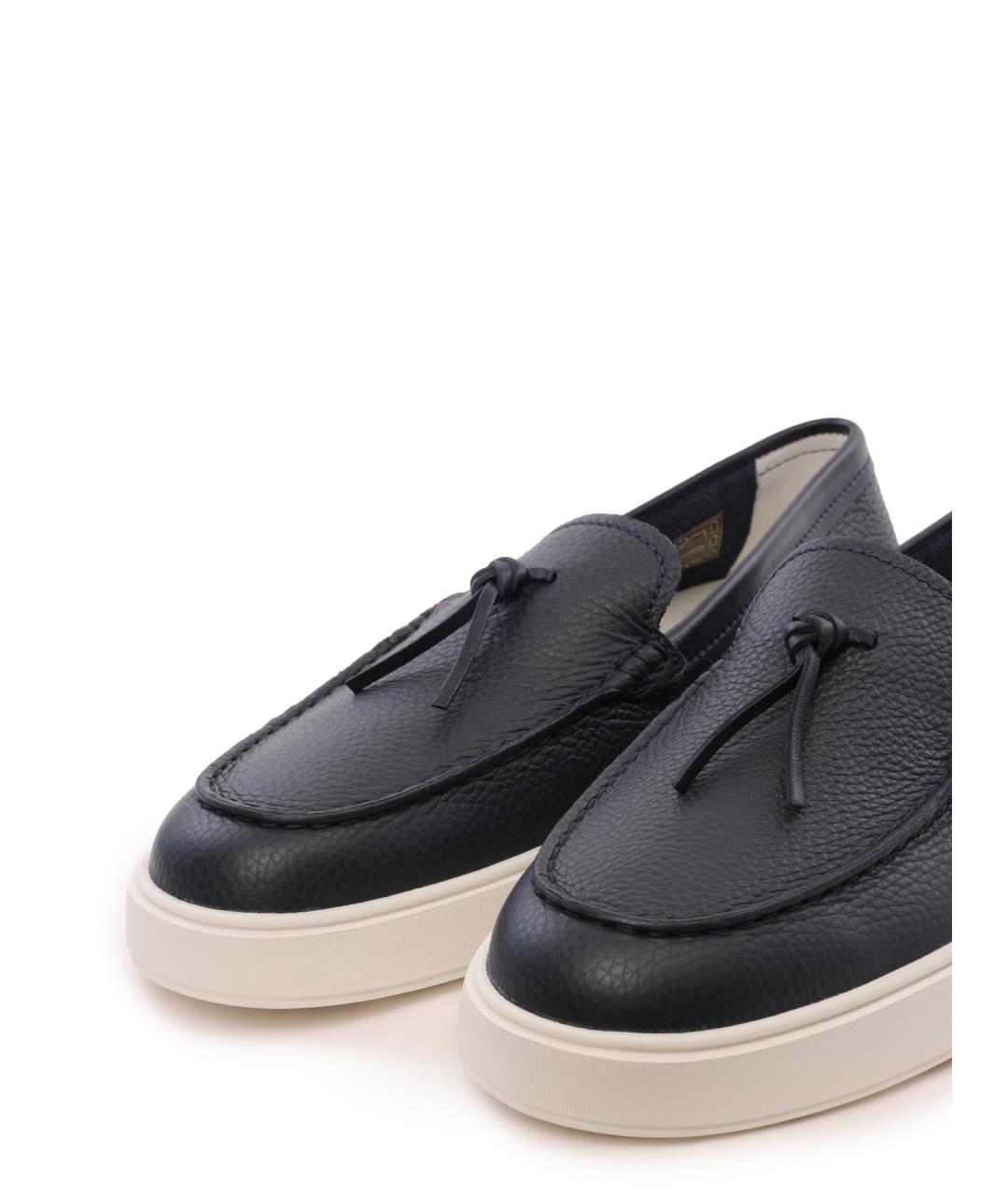 SANTONI Черные кожаные слипоны, фото 6