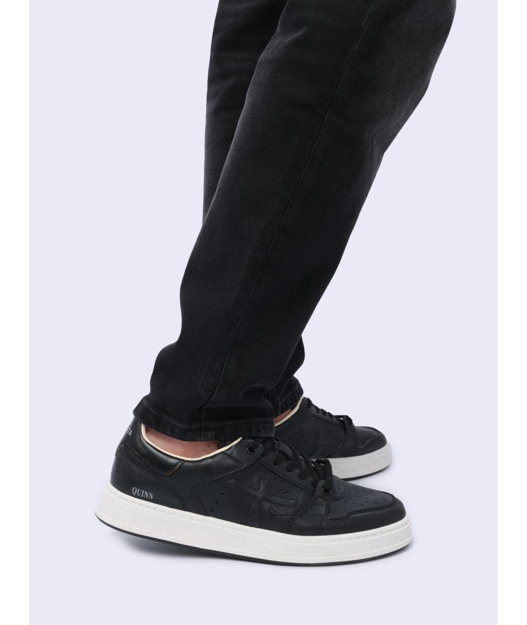 PREMIATA Черные кожаные низкие кроссовки / кеды, фото 7