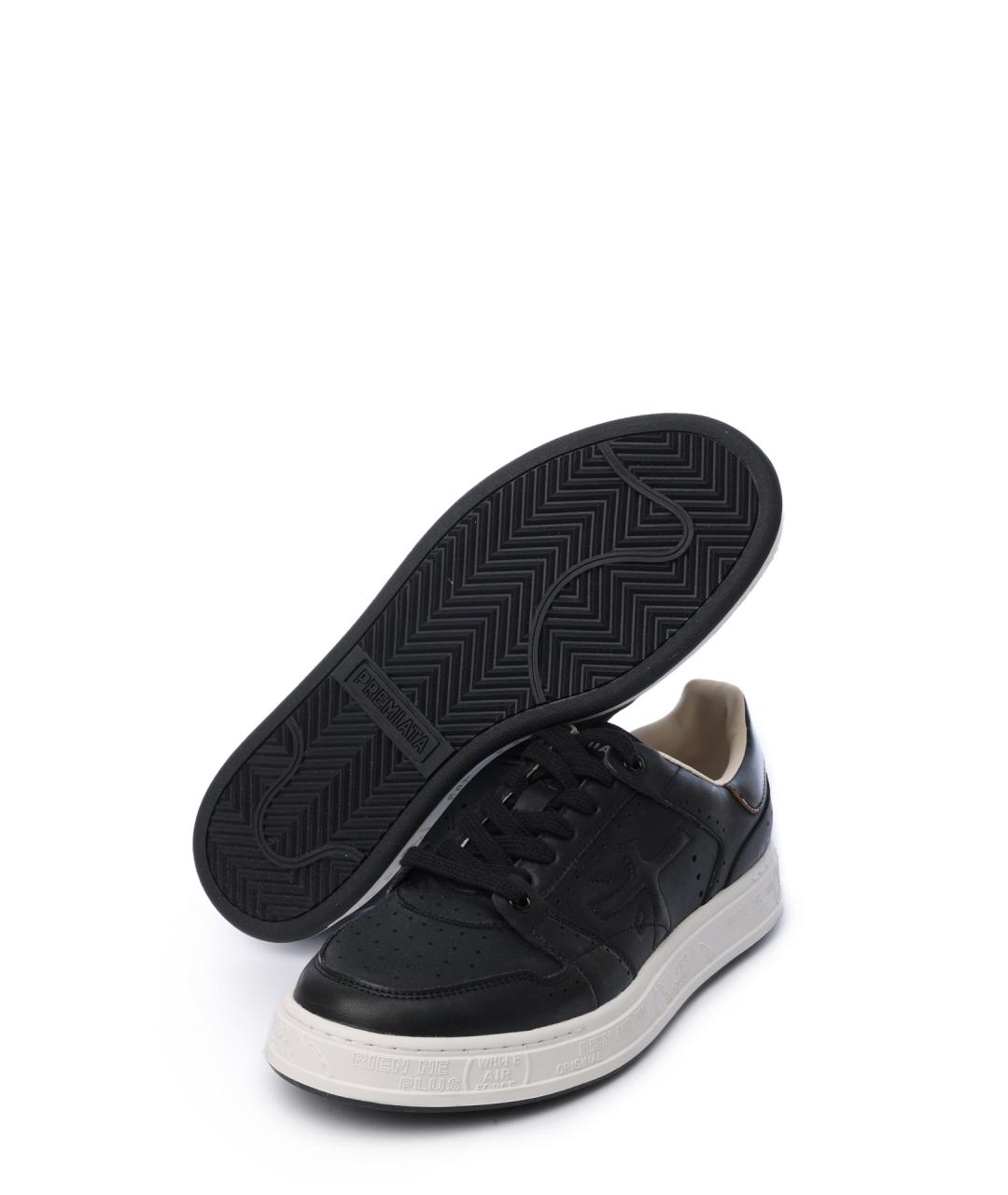 PREMIATA Черные кожаные низкие кроссовки / кеды, фото 4